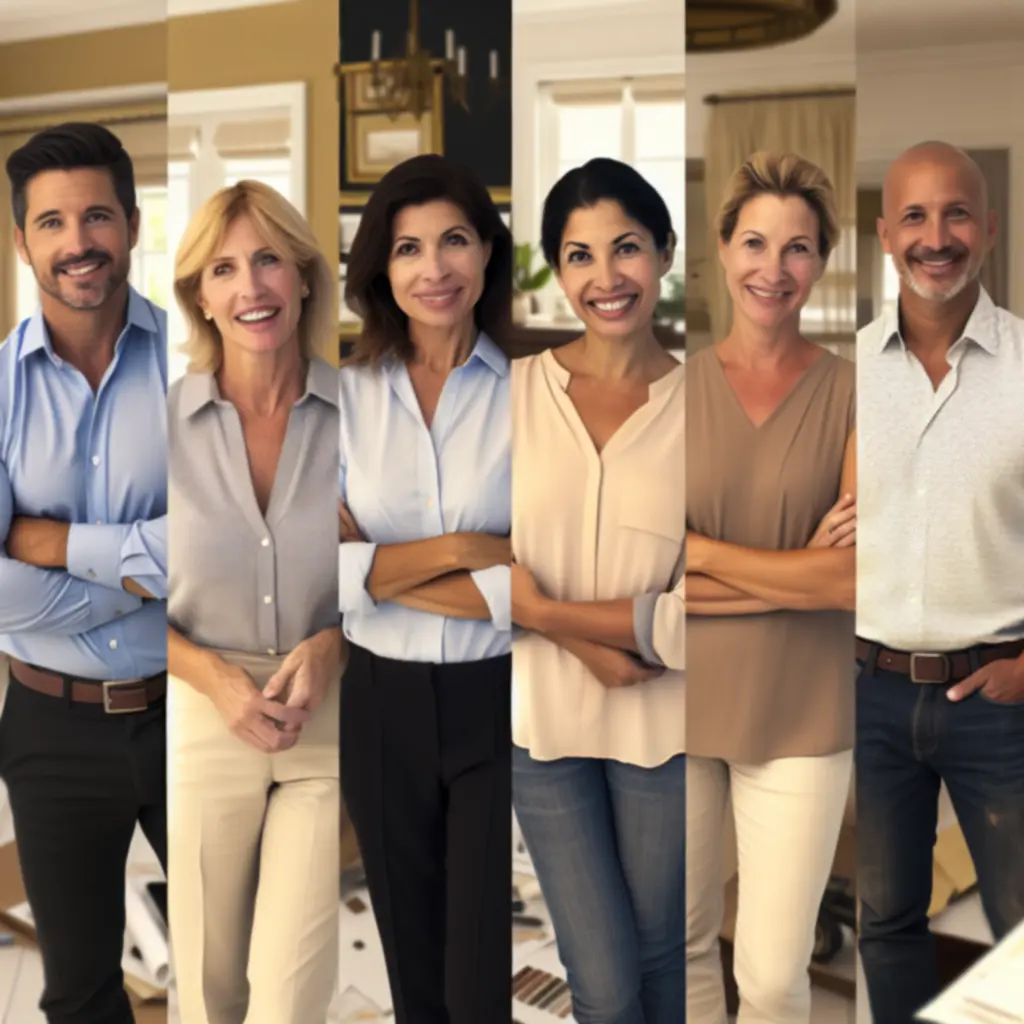 Ekspert CityRenovationPL prezentujący klientom propozycję aranżacji wnętrza.