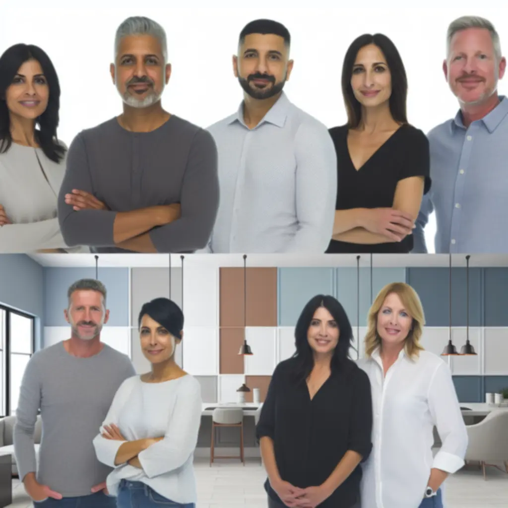 Zespół specjalistów CityRenovationPL pozujący w wyremontowanym wnętrzu biurowym